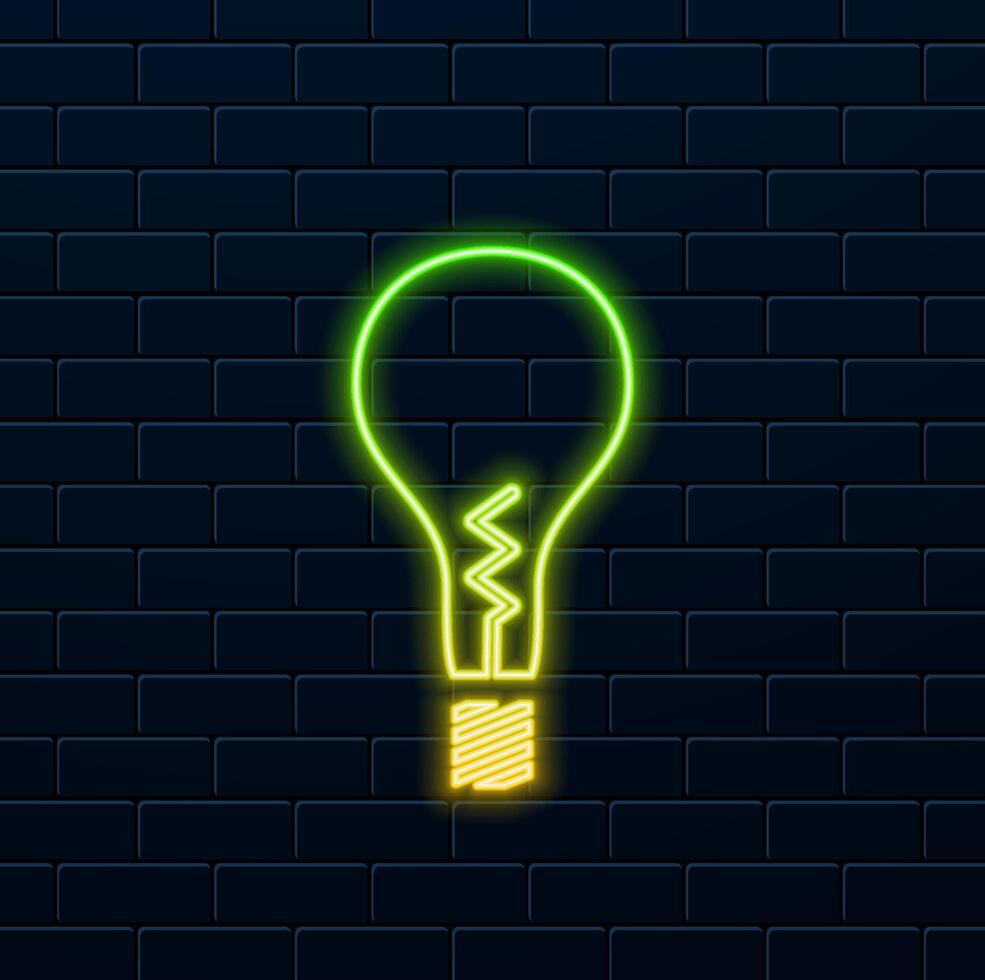 Energy saving lamp illustration. Energy saving light bulb on gray background. neon style. vector