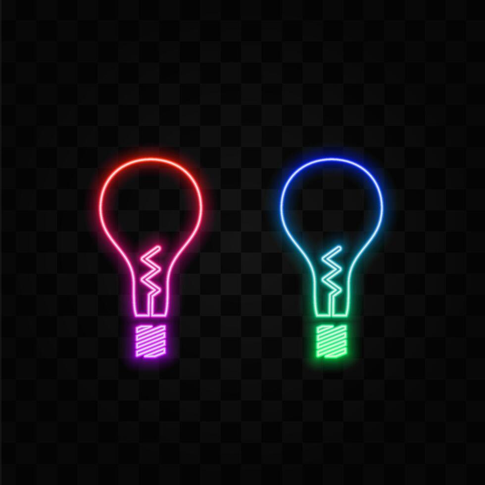 Lamp Icon Lamp Idea Logo. neon style. Concept Set Electricity Icons for Web Design Element Silhouette Isolated Lamps vector