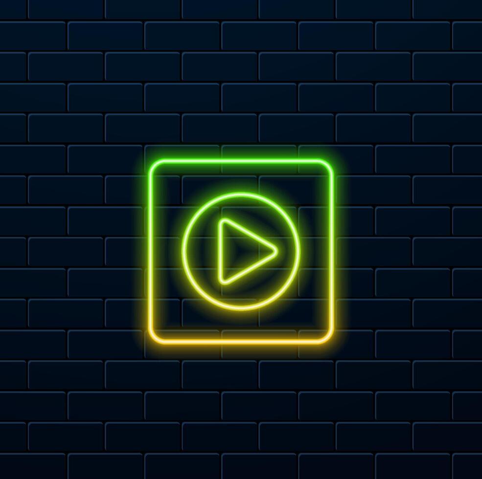 Media Player Icon, Play Button Icon, neon style. Icon media play, Media Player icons in circle isolated, Play Icon, Player Button, Multimedia, Digital web vector