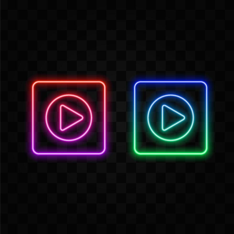 Play button icon isolated.neon style. vector