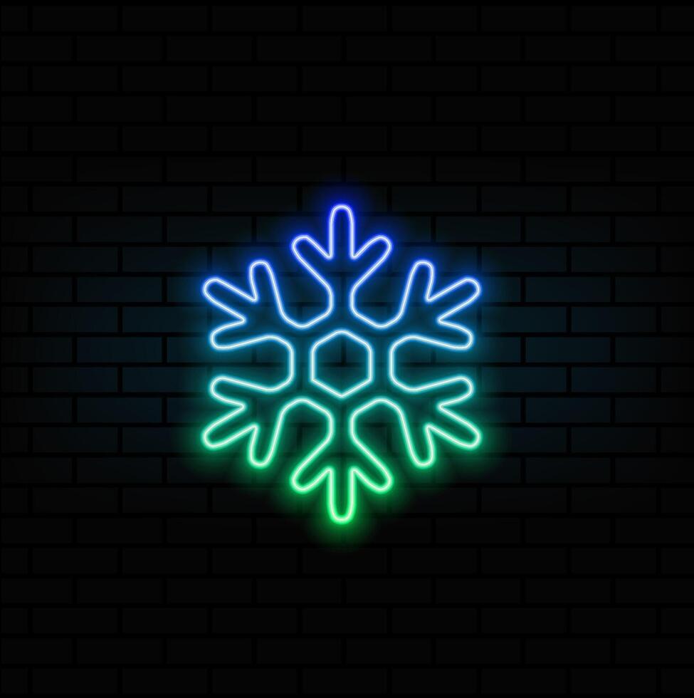 Snowflake icon, frozen sign. illustration, flat design. neon style. vector
