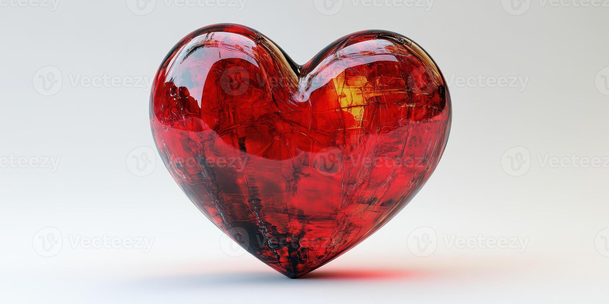 Beautiful red glass heart sculpture reflecting light in a minimalist setting showcasing craftsmanship and artistry photo