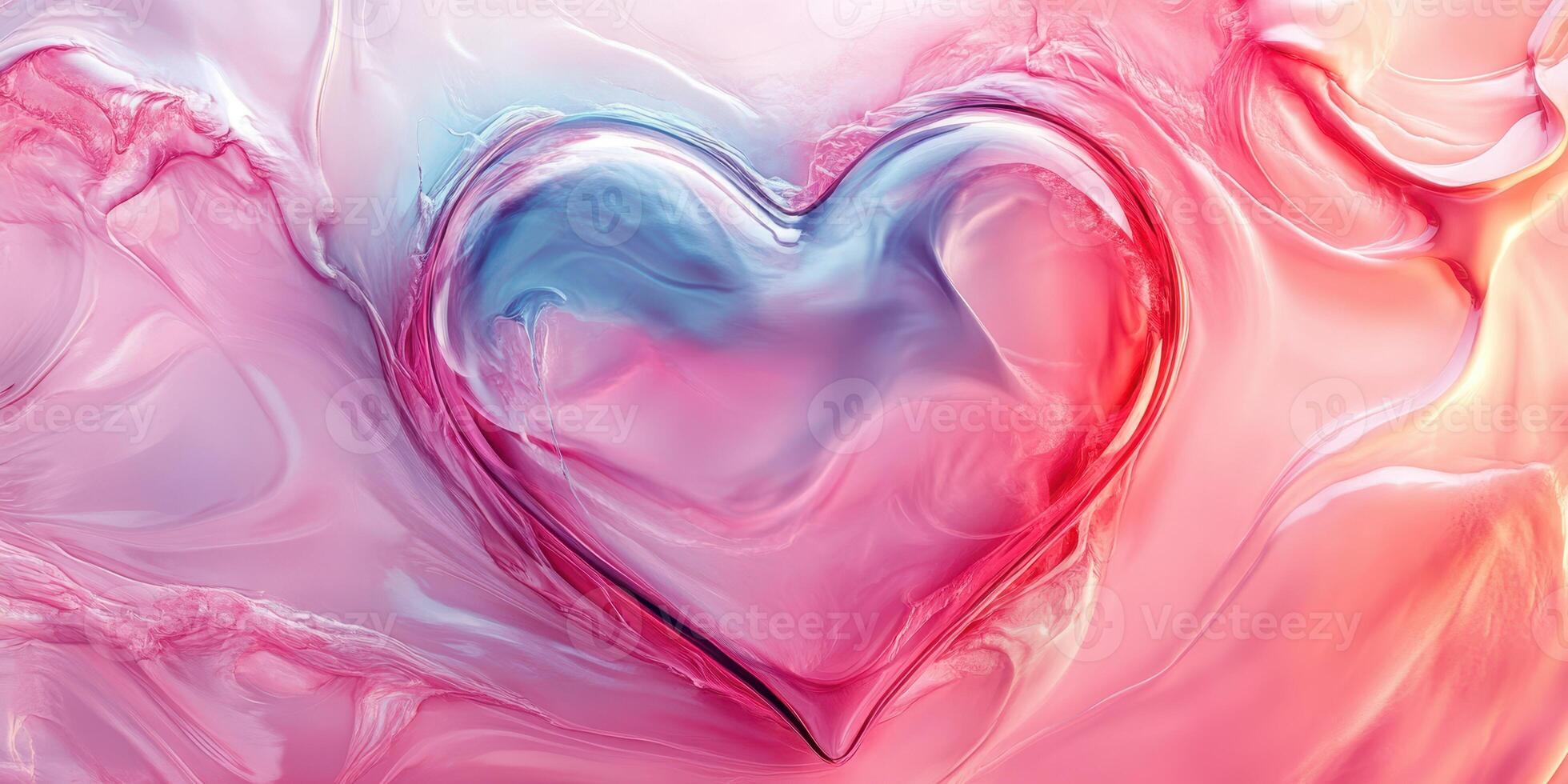 Heart shape formed by colorful swirling liquids creating a visually appealing abstract art piece photo