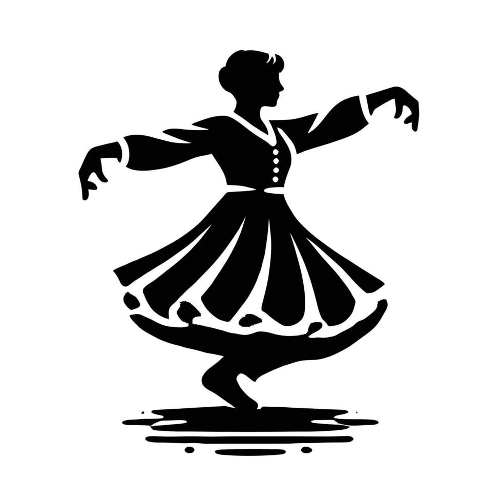 A silhouette of a woman in a traditional dress vector