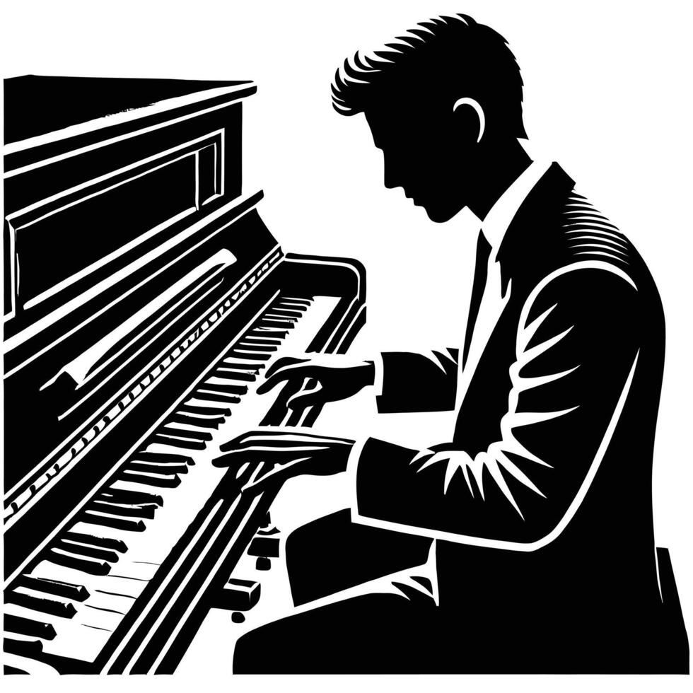 Man playing the piano vector