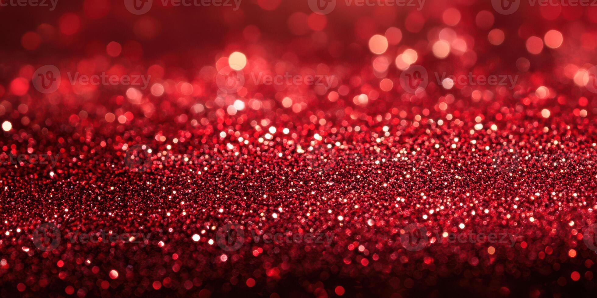 Red glitter sparkles create a mesmerizing texture that captivates the eye in a close-up view photo