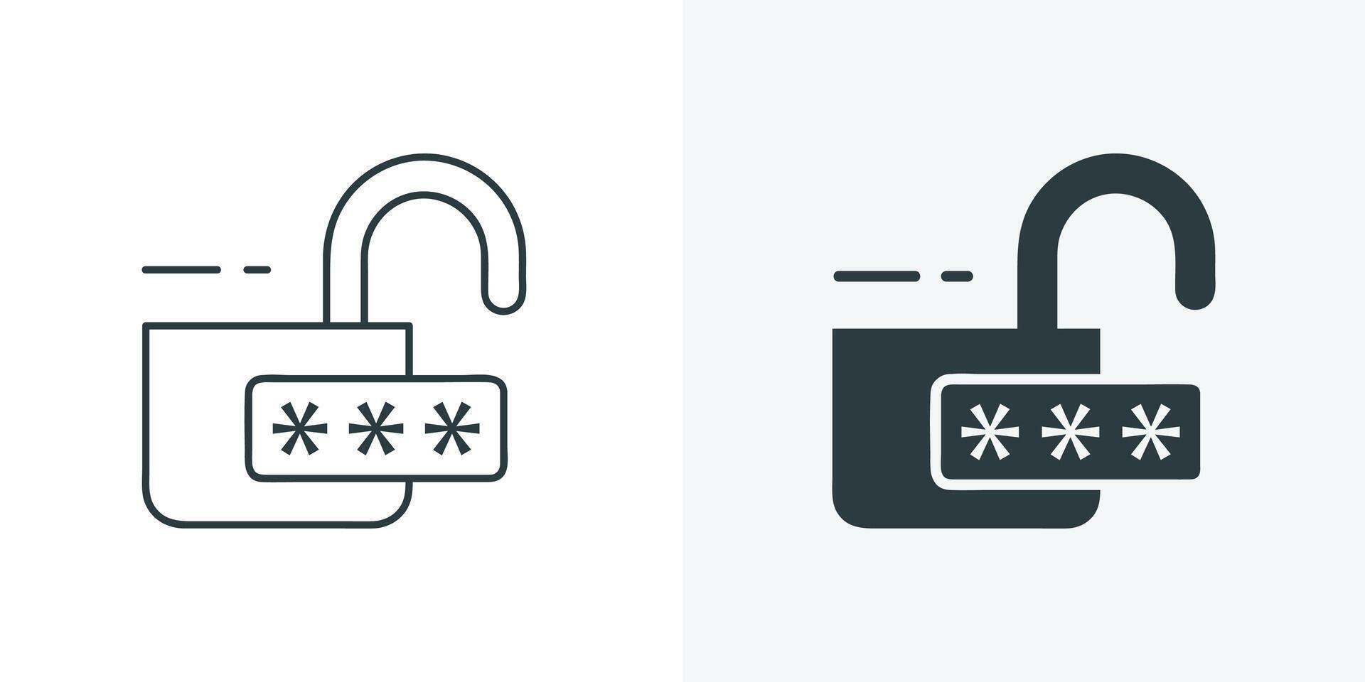 password Security icon with lock outline and solid style vector