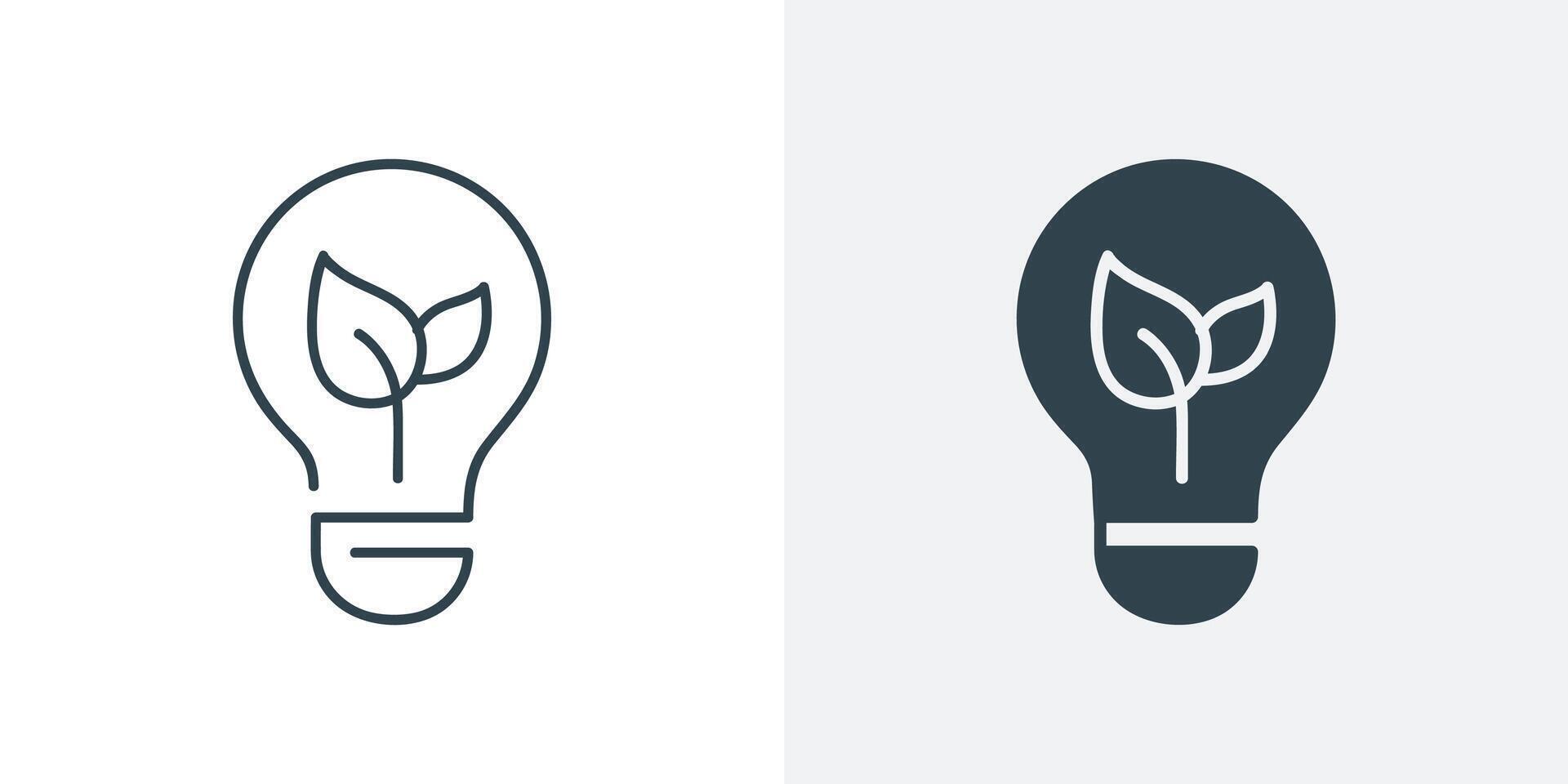 Ecological Light Bulb Icon with Leaf. Illustration of Green Energy and Sustainable Innovation vector