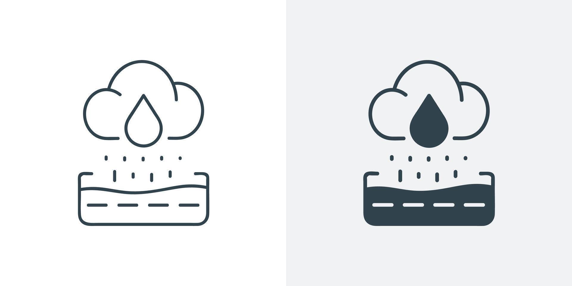 Rainwater Harvesting Icon. Line and Solid Illustration of Water Conservation and Water Cycle vector