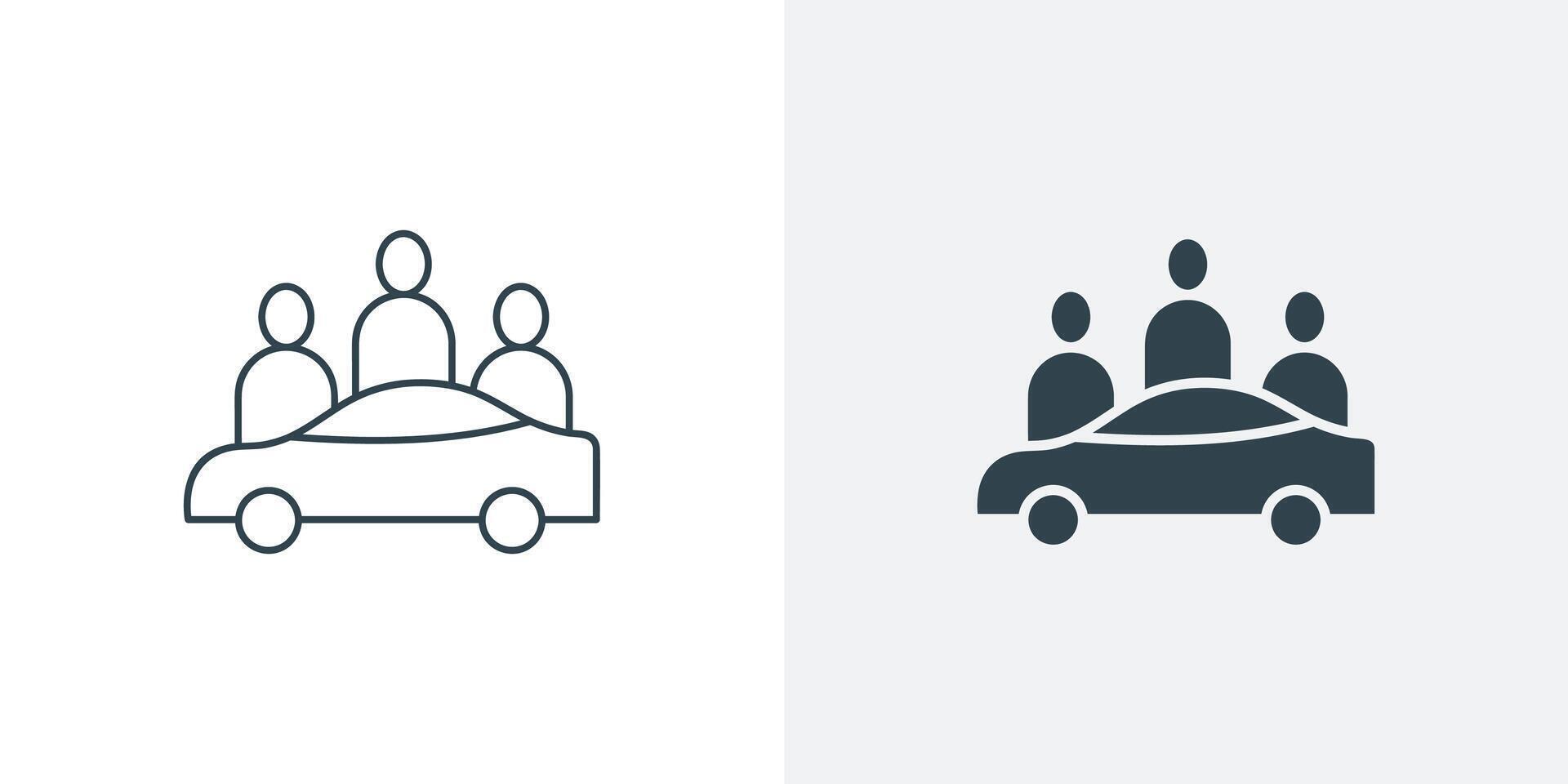 Car sharing and Carpooling Icon. Outline and Bold illustration of Green Transportation and Community Travel vector