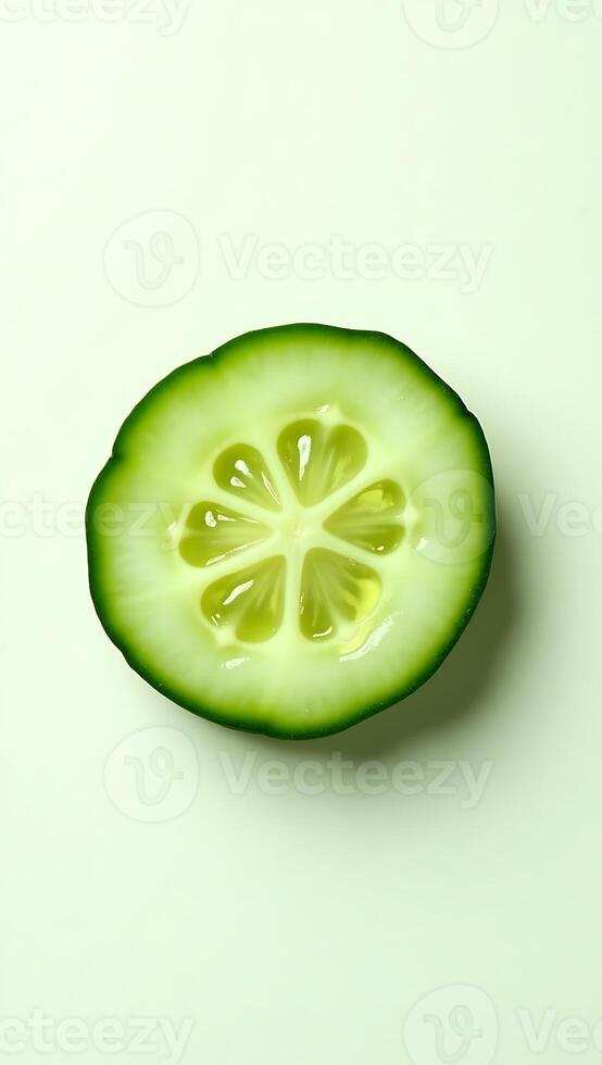 A detailed view of a cucumber slice reveals its fresh, juicy interior photo