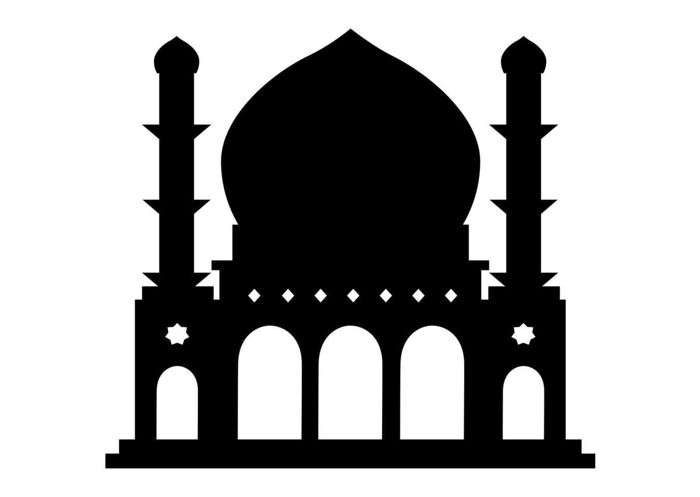 Black Silhouette of a Mosque on White Canvas vector