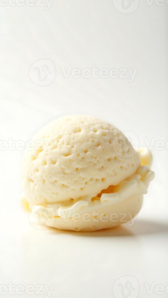Perfectly shaped scoop of creamy yellow ice cream on a smooth surface photo