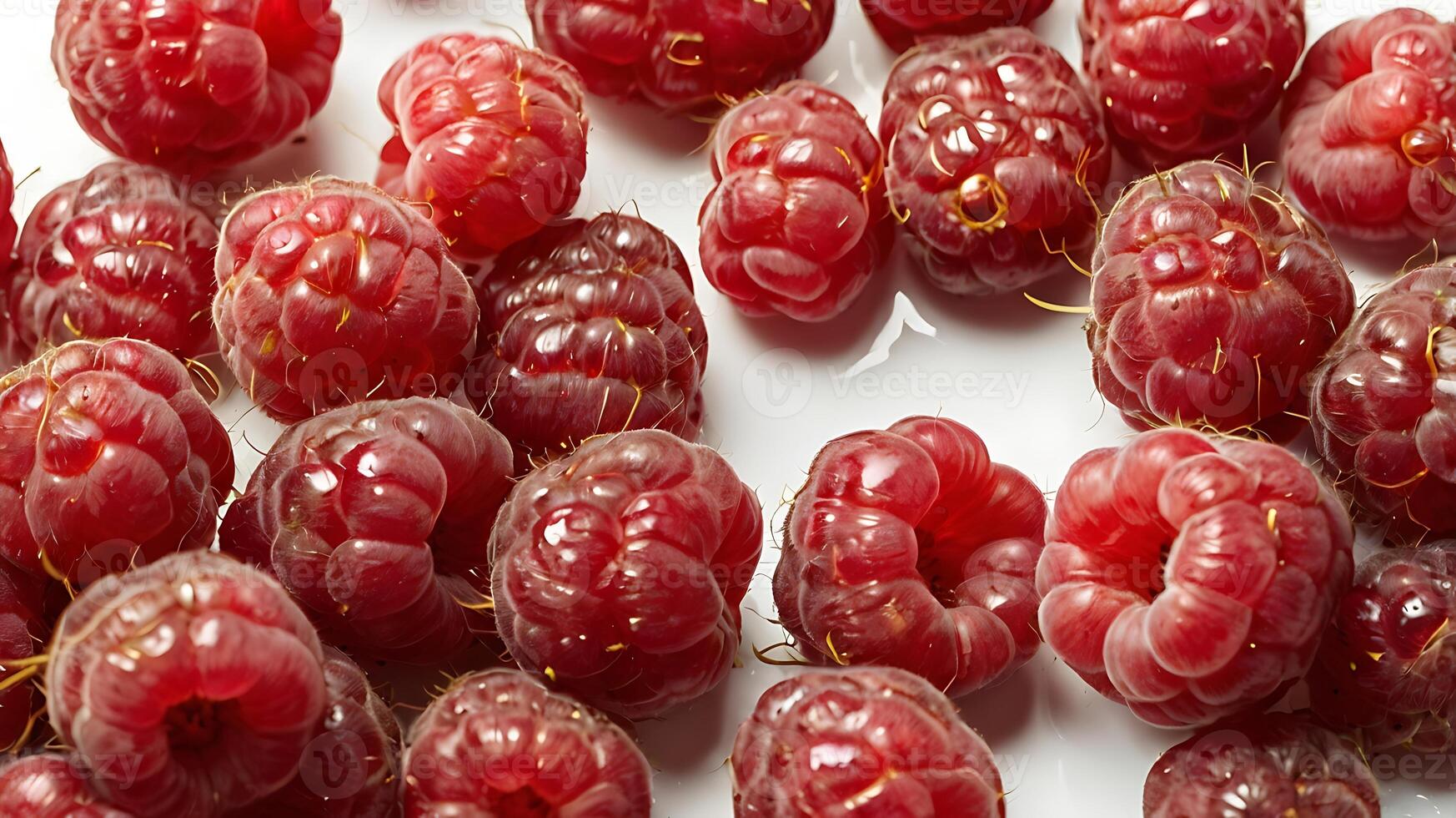 Closeup view of fresh raspberries showcasing texture and details for culinary use photo