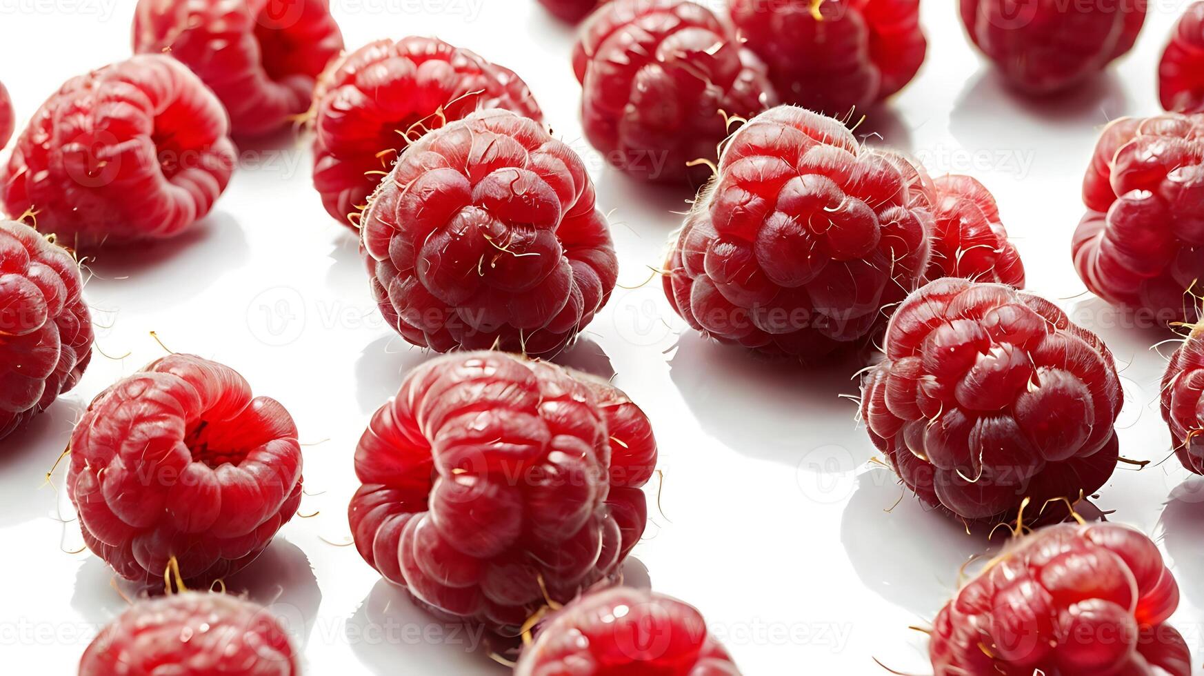 Detailed closeup view of fresh raspberries showcasing their texture and color photo