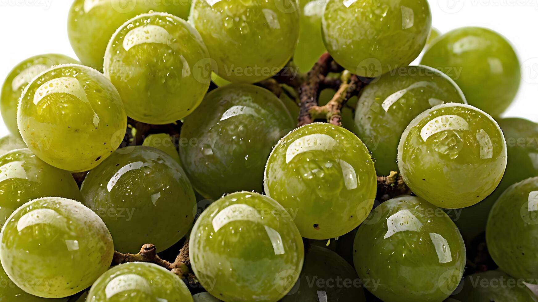 Closeup of fresh green grapes highlighting texture and natural moisture photo