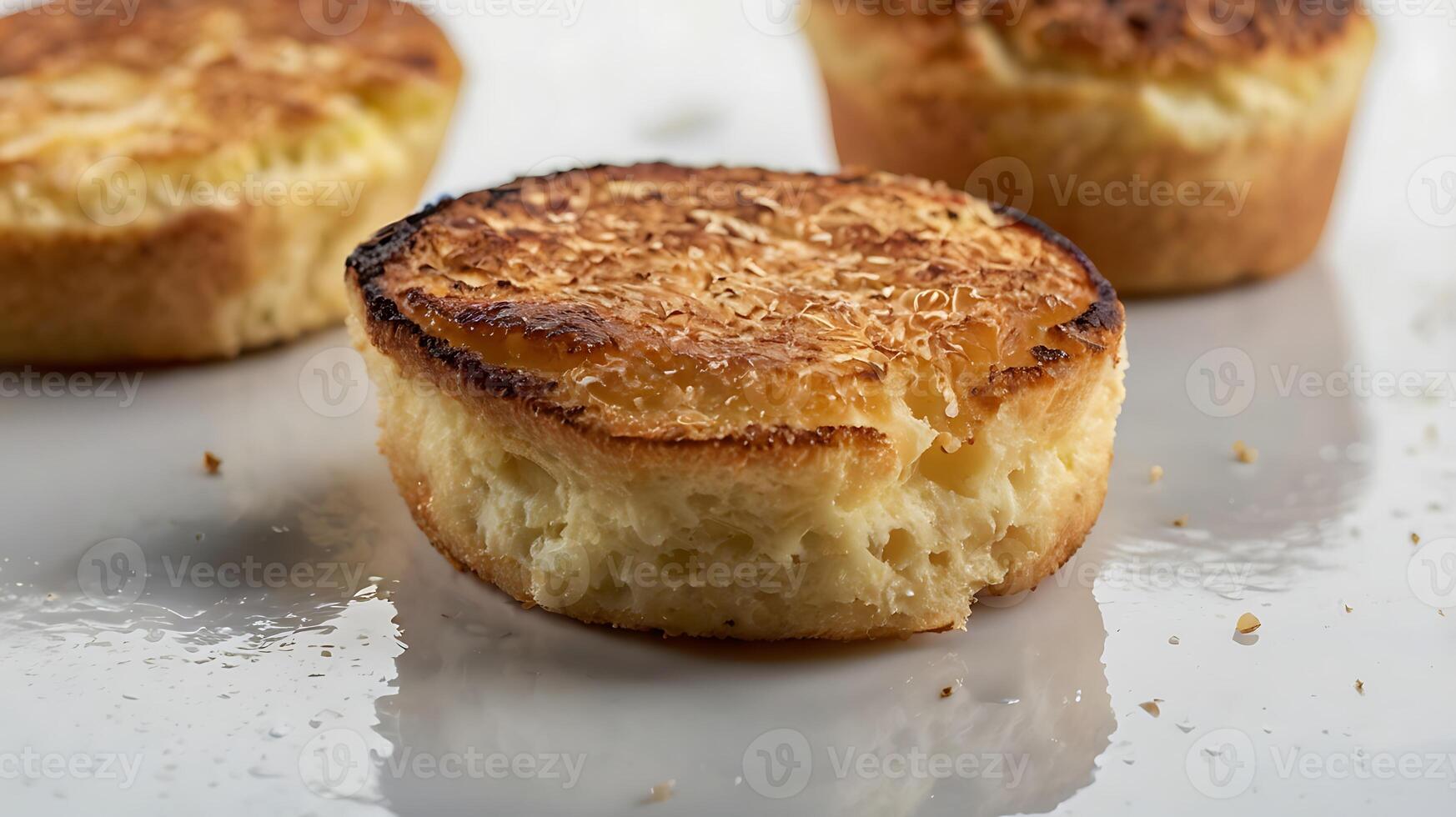 Extreme closeup of crispy edges on freshly baked pastry showcasing texture and color photo