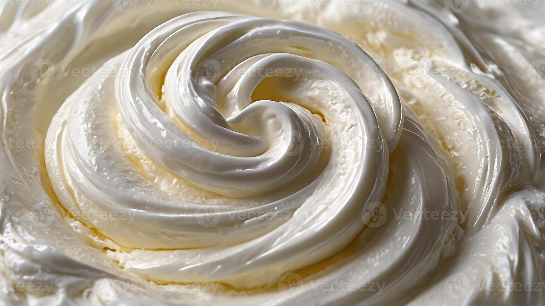 Closeup view of creamy whipped topping showcasing smooth texture and swirl pattern photo