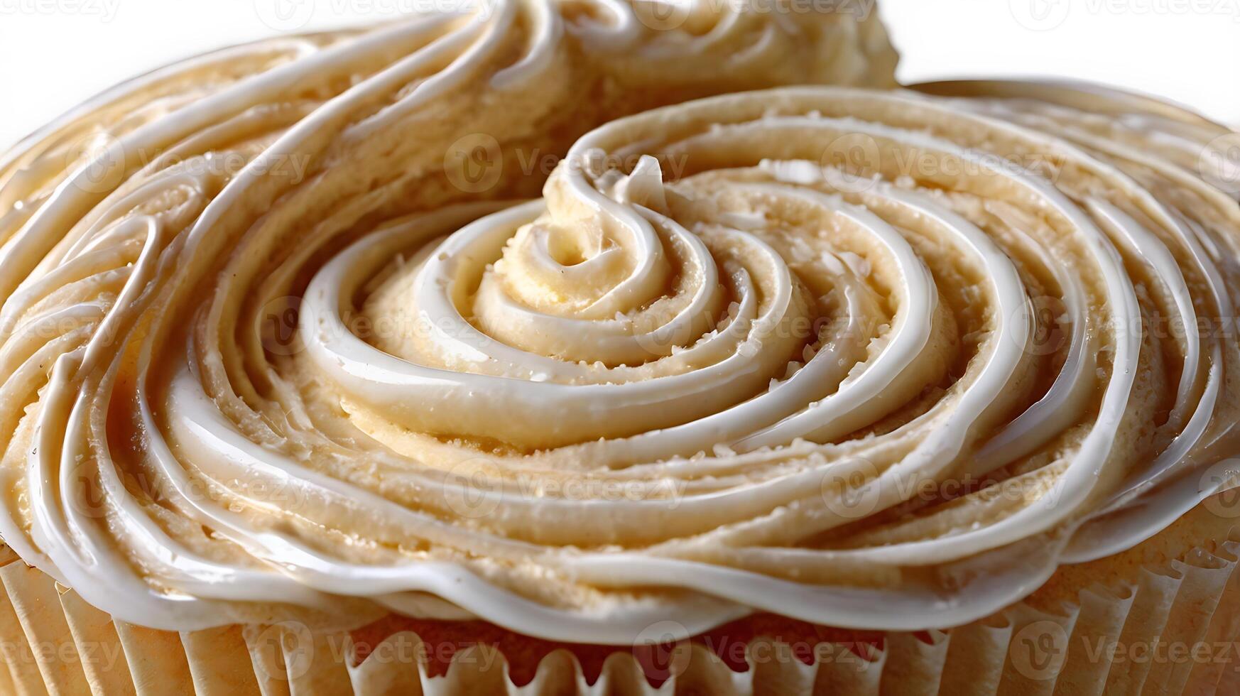 Extreme closeup of a frosted cupcake highlighting intricate icing detail photo