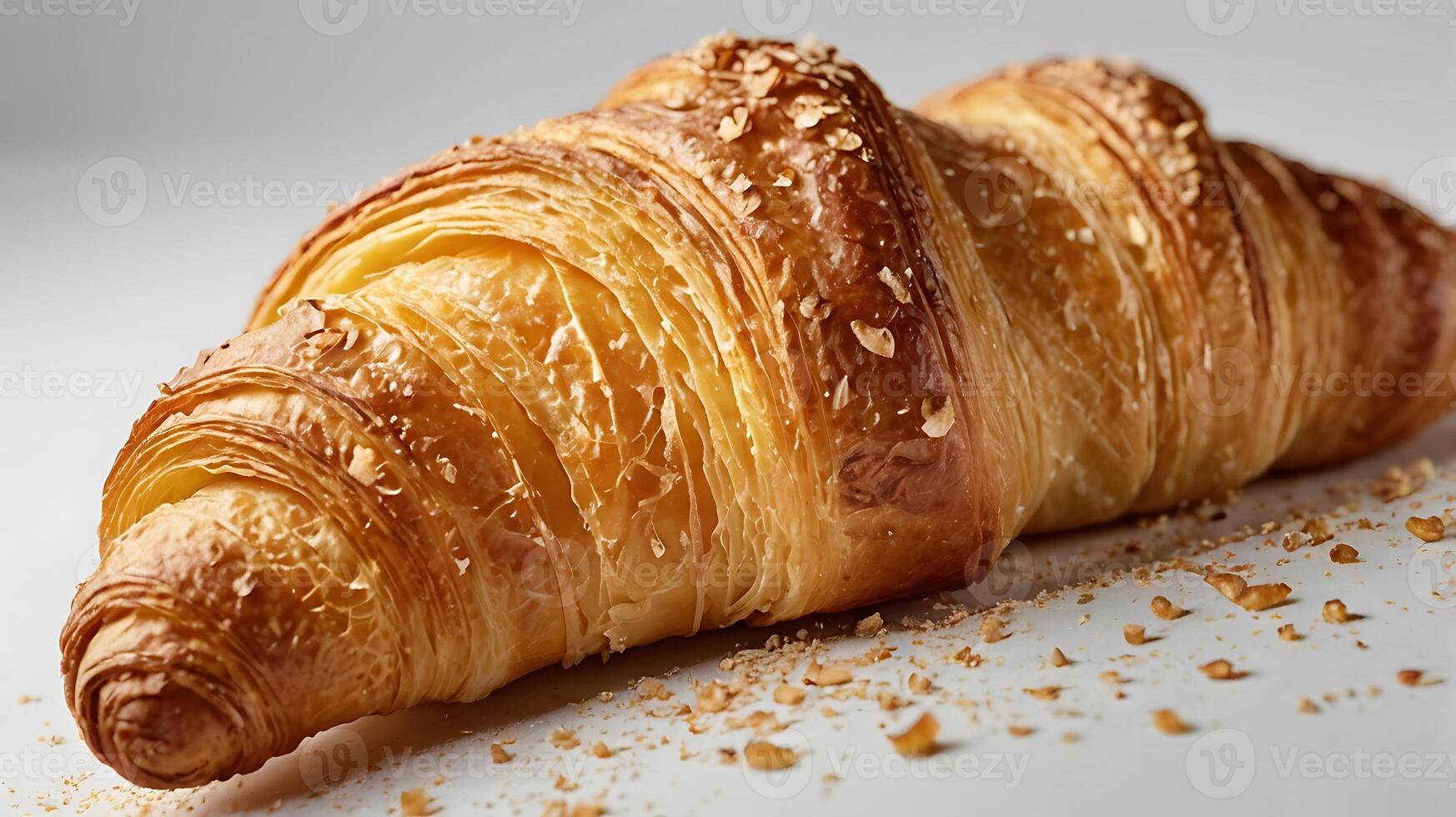 Closeup of a golden croissant showcasing layers and texture photo