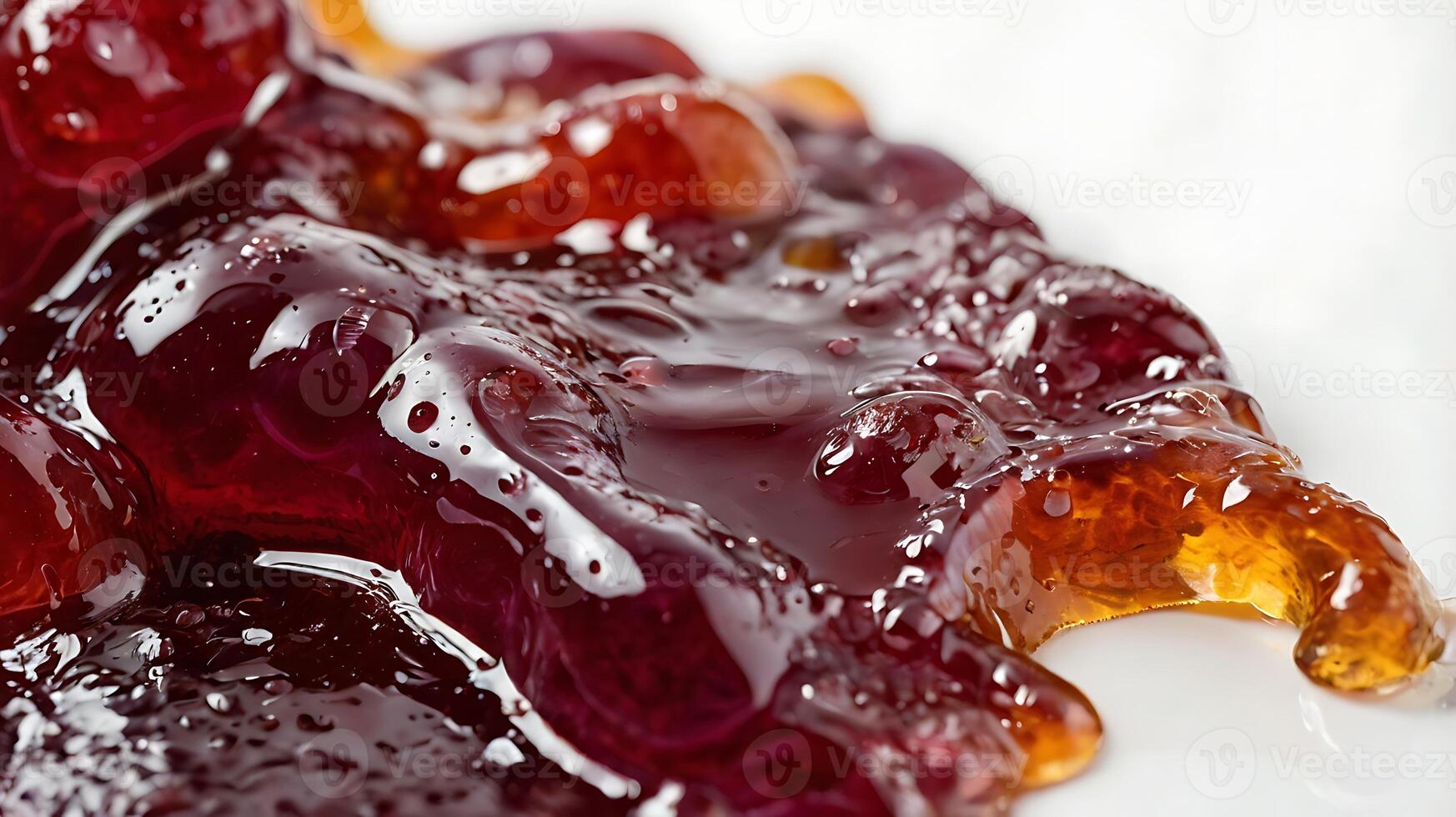 Extreme closeup of smooth grape jelly spread showcasing rich texture and color photo