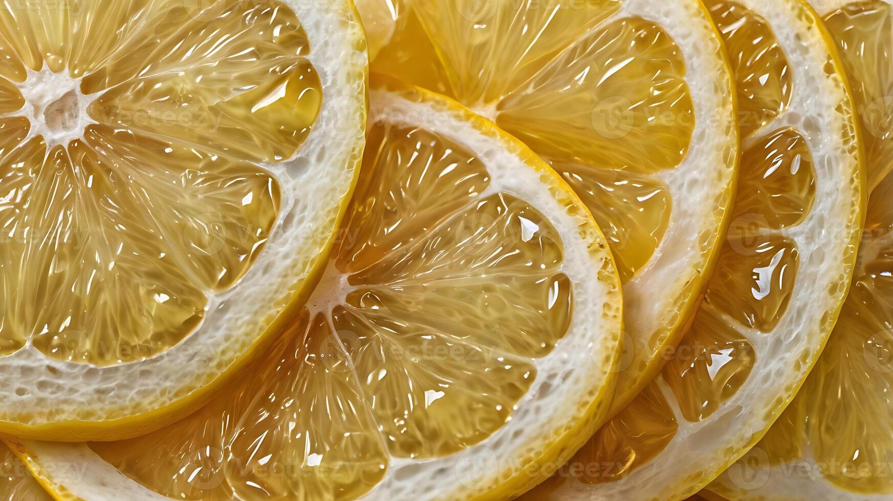 Extreme closeup of a lemon wedge showing intricate details and textures of the fruit photo