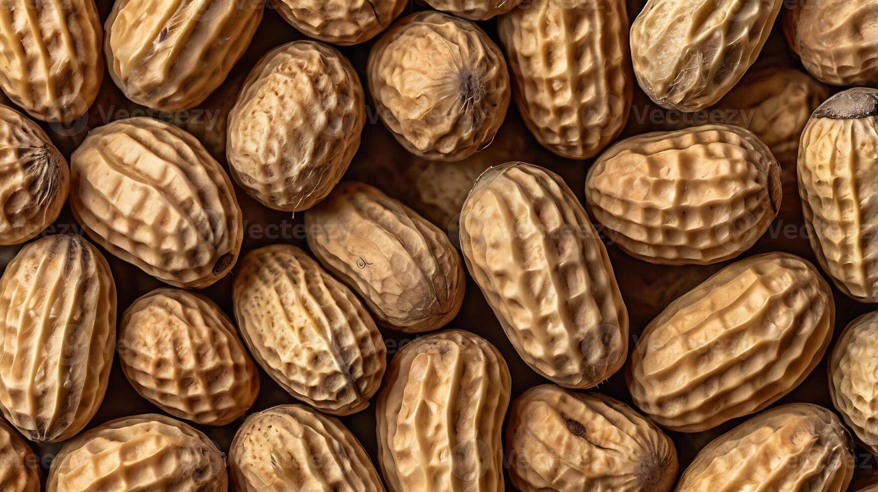 Detailed closeup of various peanuts showcasing texture and natural patterns photo