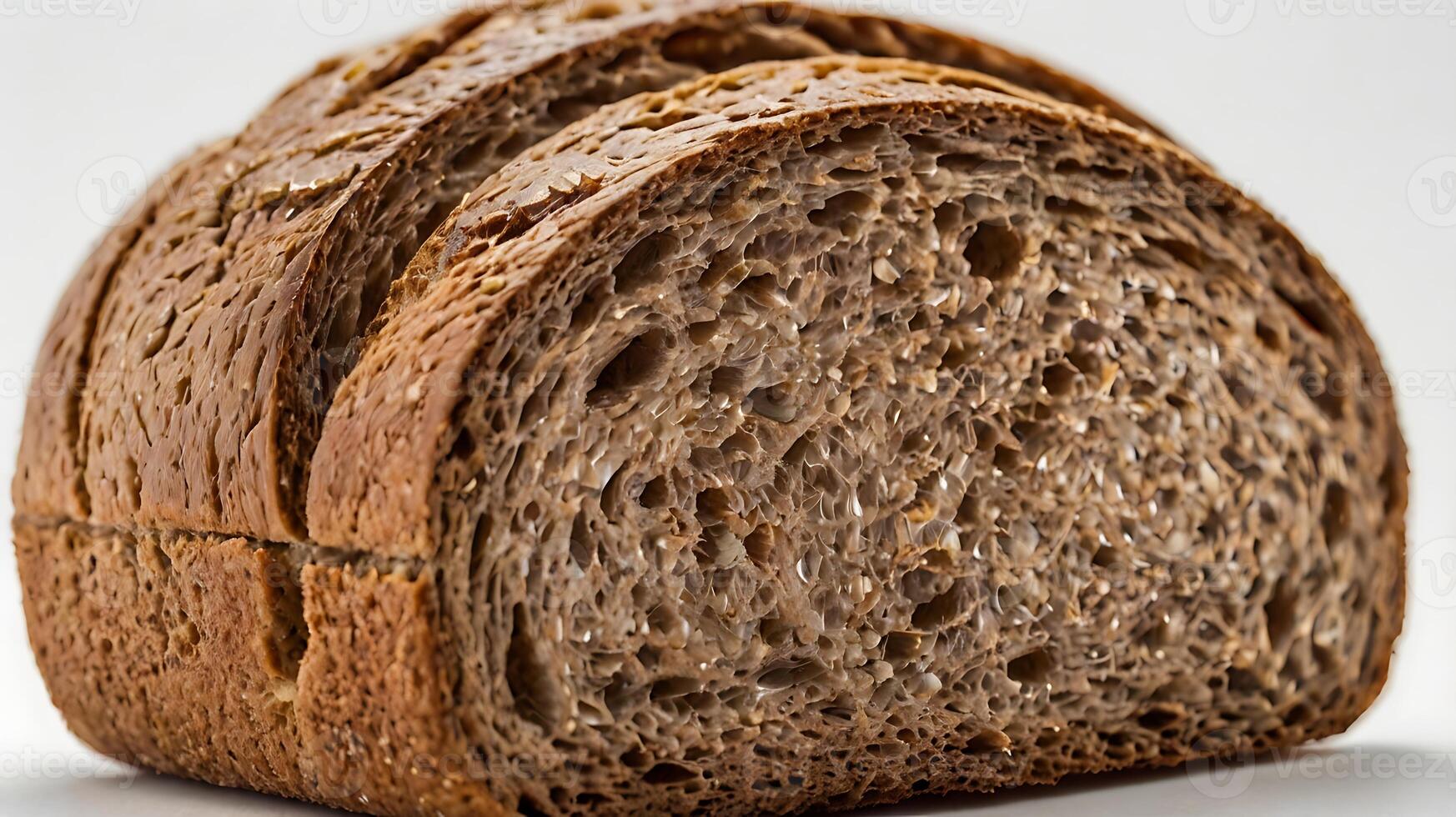 Extreme closeup of a sliced piece of rye bread showing texture and detail photo