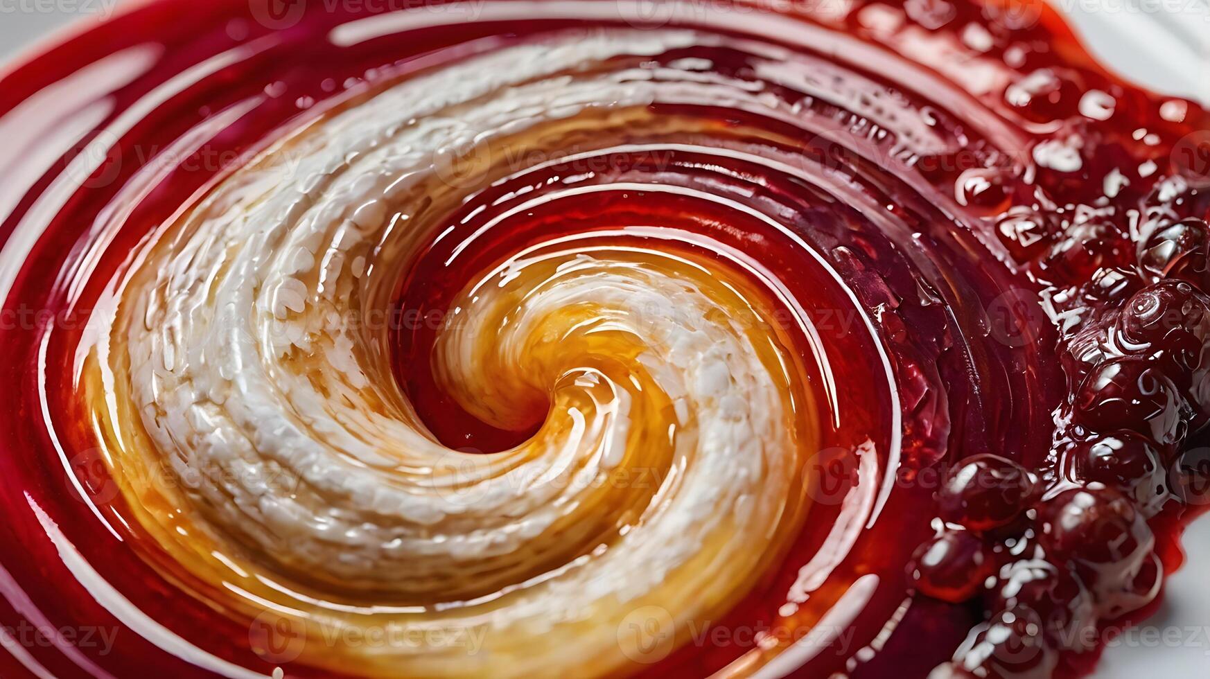 Closeup of a textured swirl featuring rich hues of red and golden tones photo