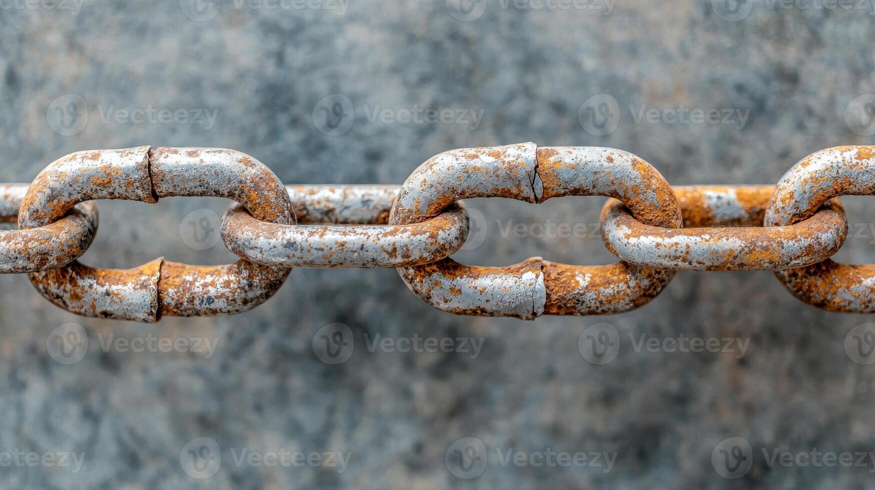 Weakness and damaged concept. Rusty metal chain against a textured background. photo