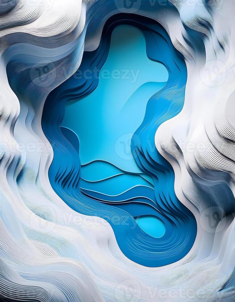 Fine Art Paper Cut Illustration of a Layered White Horizon photo