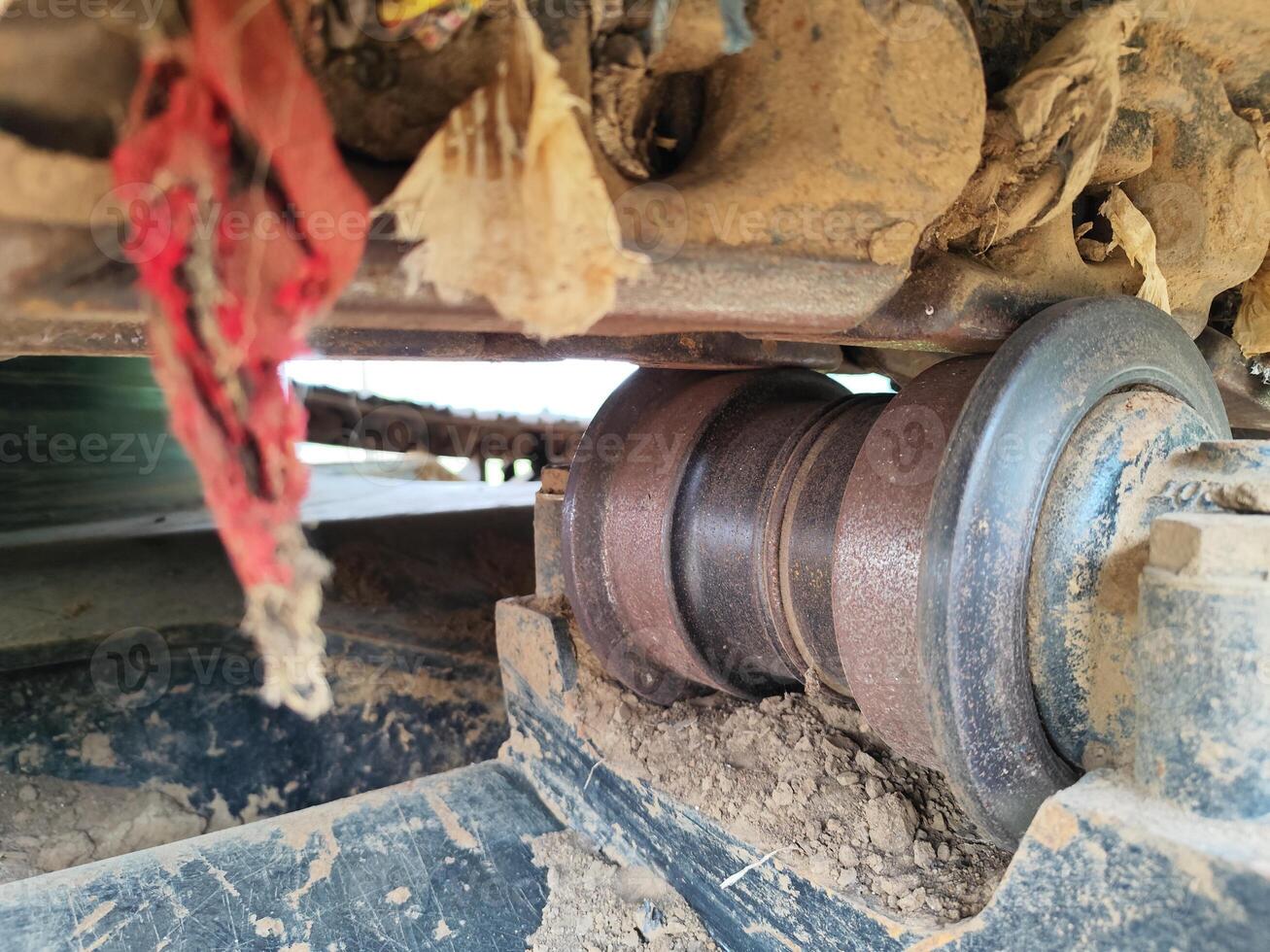 High-Definition Excavator Components. Gears, Pipes, and Hydraulic System photo