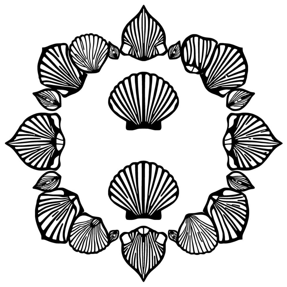 Seashell Mandala. A Circular OceanInspired . Perfect for summer beach themes coastal decor or natureinspired art prints. vector