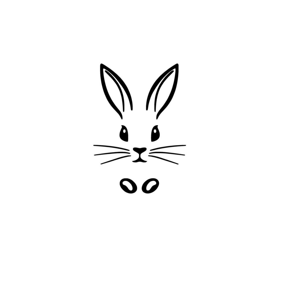 Adorable Bunny Rabbit Face. Minimalist Line Art Perfect for Spring and Easter. Cute and Charming Animal Illustration. vector