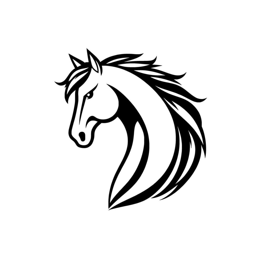 Majestic Horse Head Profile. Elegant Black and White Equine Art. A powerful symbol of grace speed and wild nature. Perfect for or artistic expression. vector