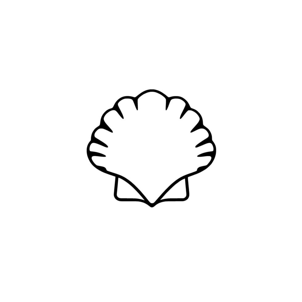 Elegant Seashell Line Art. Simple Ocean Beach Symbol Coastal Nature Minimalist Graphic Element vector