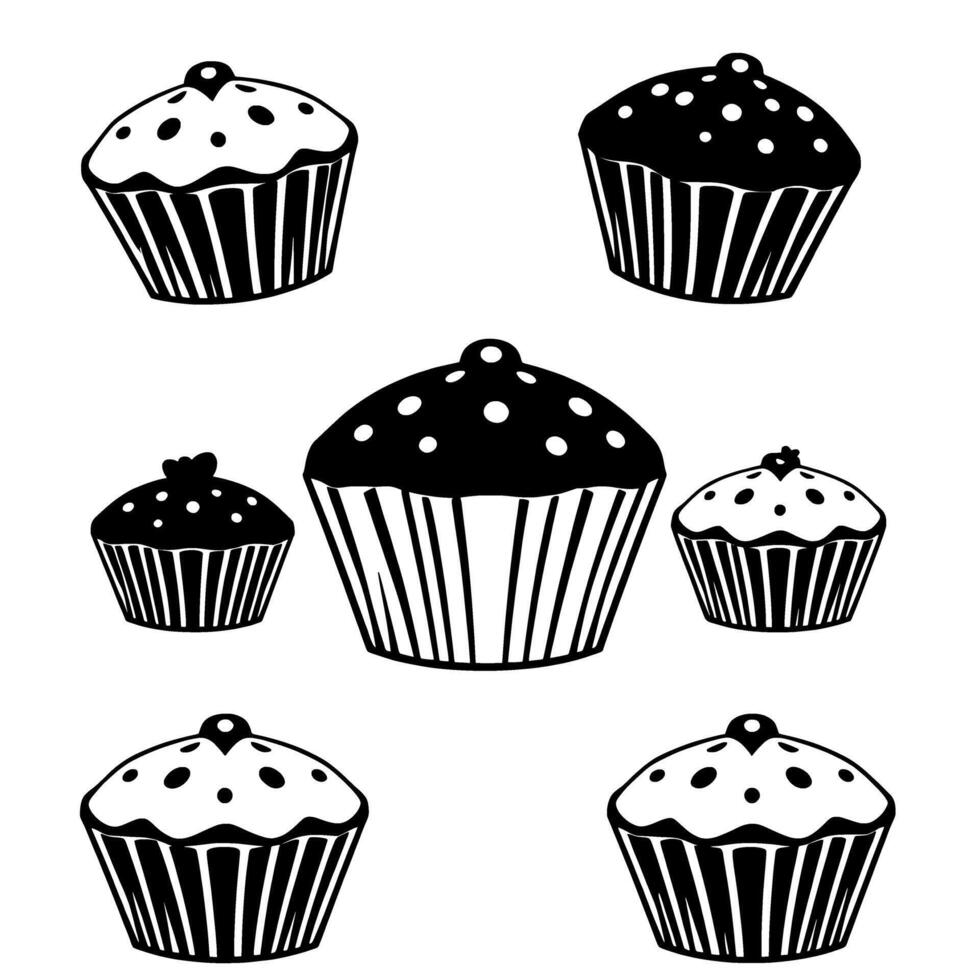 Six Delightful Cupcakes. A Collection of Sweet Treats Perfect for Baking Inspiration and Dessert Lovers vector