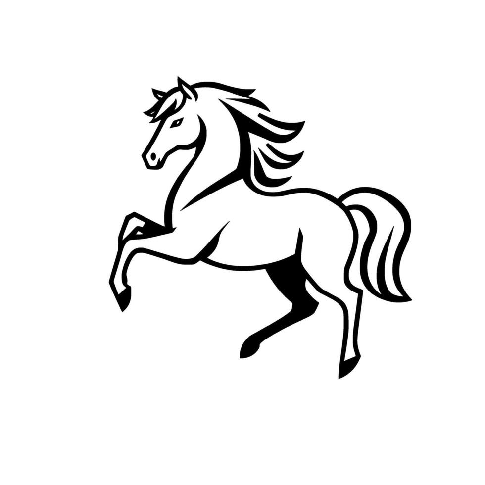 Majestic Horse in Motion. Elegant Black and White Line Art . A captivating illustration of a horse perfect for equinethemed projects logos and more. vector