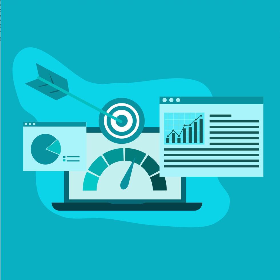 Visual data Marketing concept, and Business data, Data-based marketing illustration. EPS 2 vector