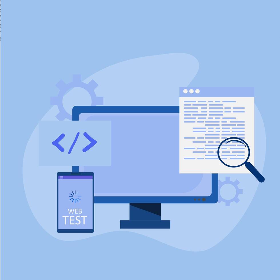 Illustration Website development, website coding, website designing, businessman managing a website. web creation concept. vector