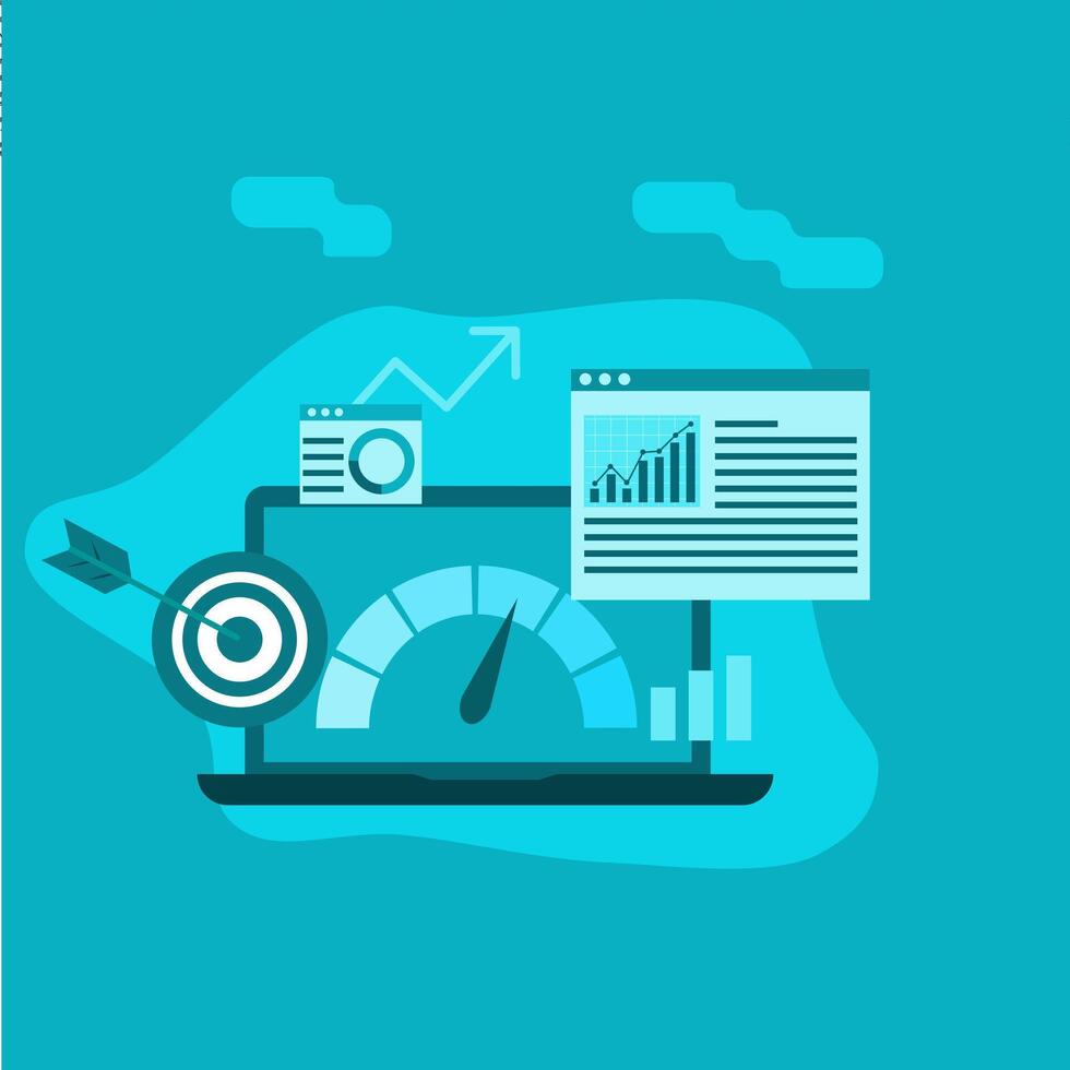 Visual data Marketing concept, and Business data, Data-based marketing illustration. vector
