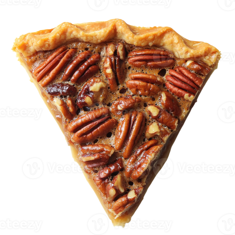 Delicious Slice of Pecan Pie Ready to Satisfy Sweet Cravings and Delight the Senses, on the transparent background png