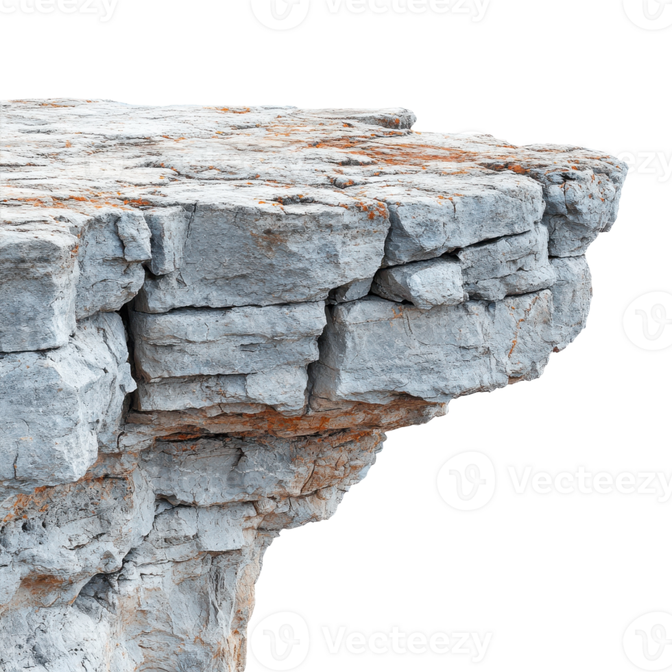 Stone Cliff Edge on a Bright Background Highlighting Nature's Beauty, on the transparent Background. Format png