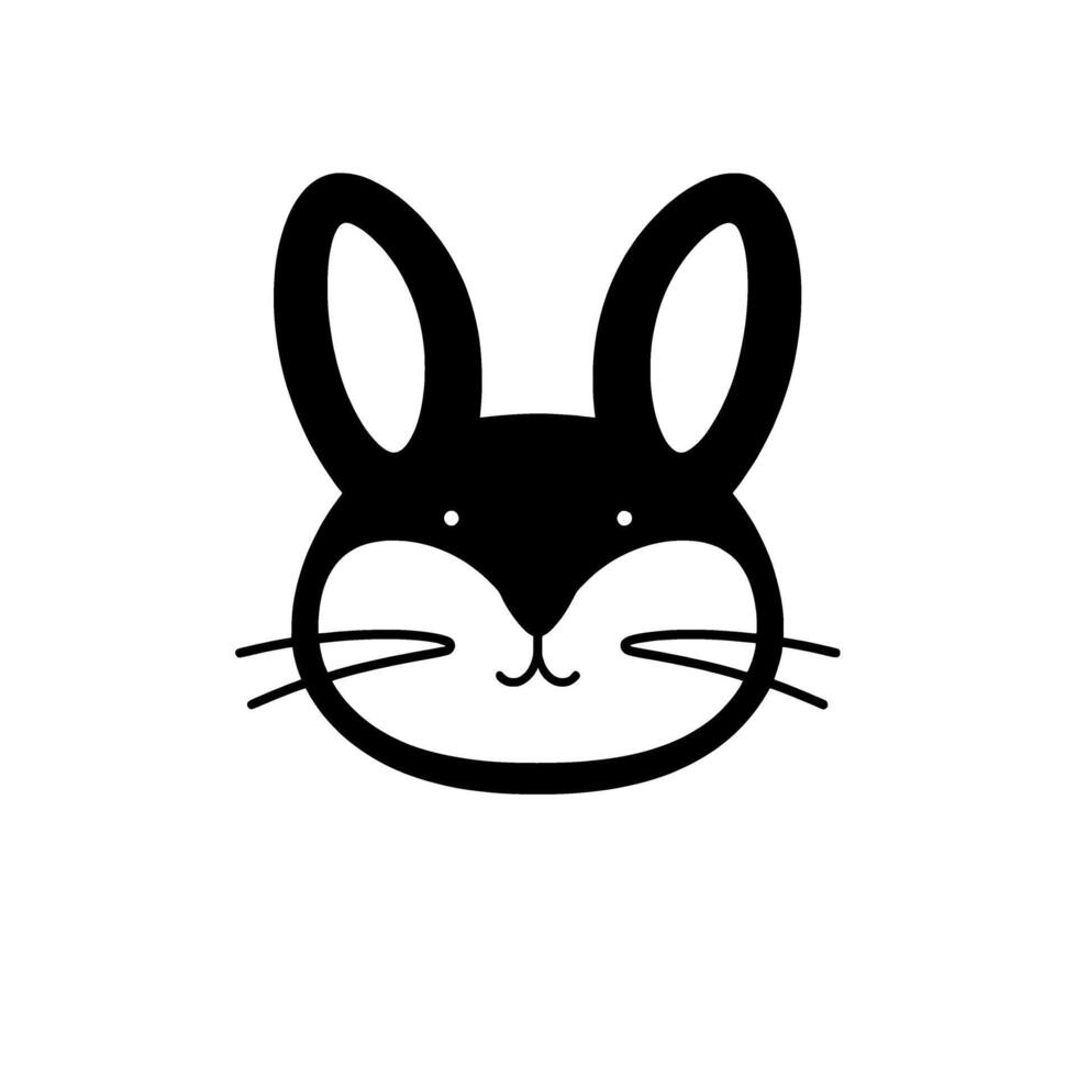 Adorable Black and White Bunny Illustration Cute Rabbit vector