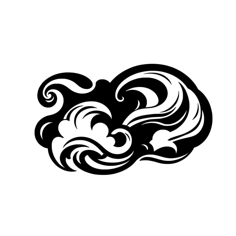 Dynamic Black and White Wave Illustration. Abstract Ocean Art . Perfect for vintage retro and modern projects. A swirling flowing pattern with fluid movement and energy. vector