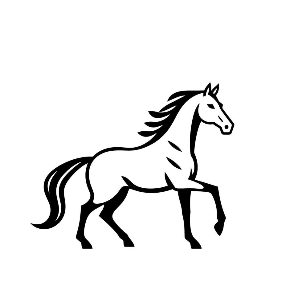 Majestic Horse in Motion. A Black and White Artistic Rendering of an Elegant Equine Galloping Freely Through Nature vector