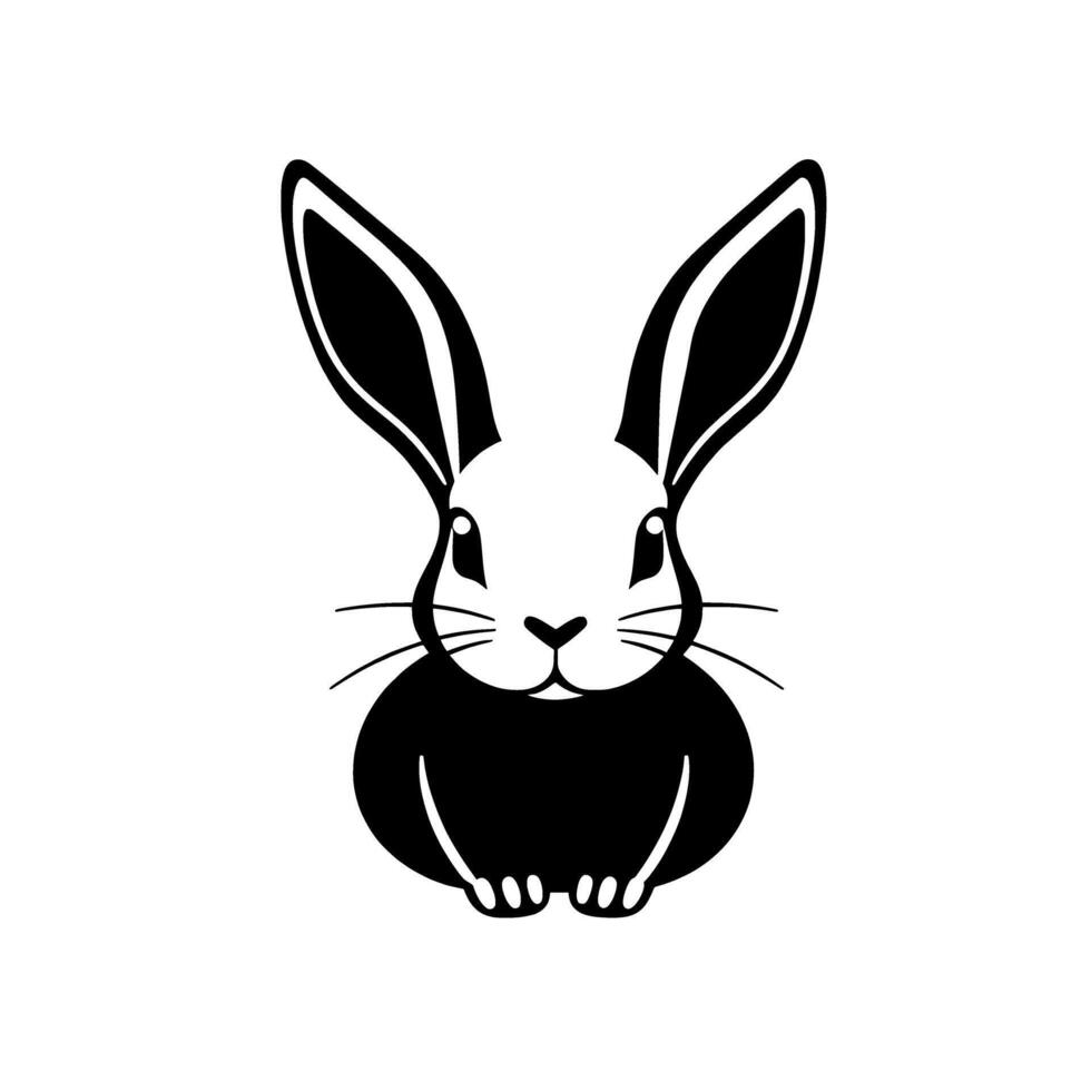 Adorable Black and White Rabbit Illustration Cute Bunny Graphic vector
