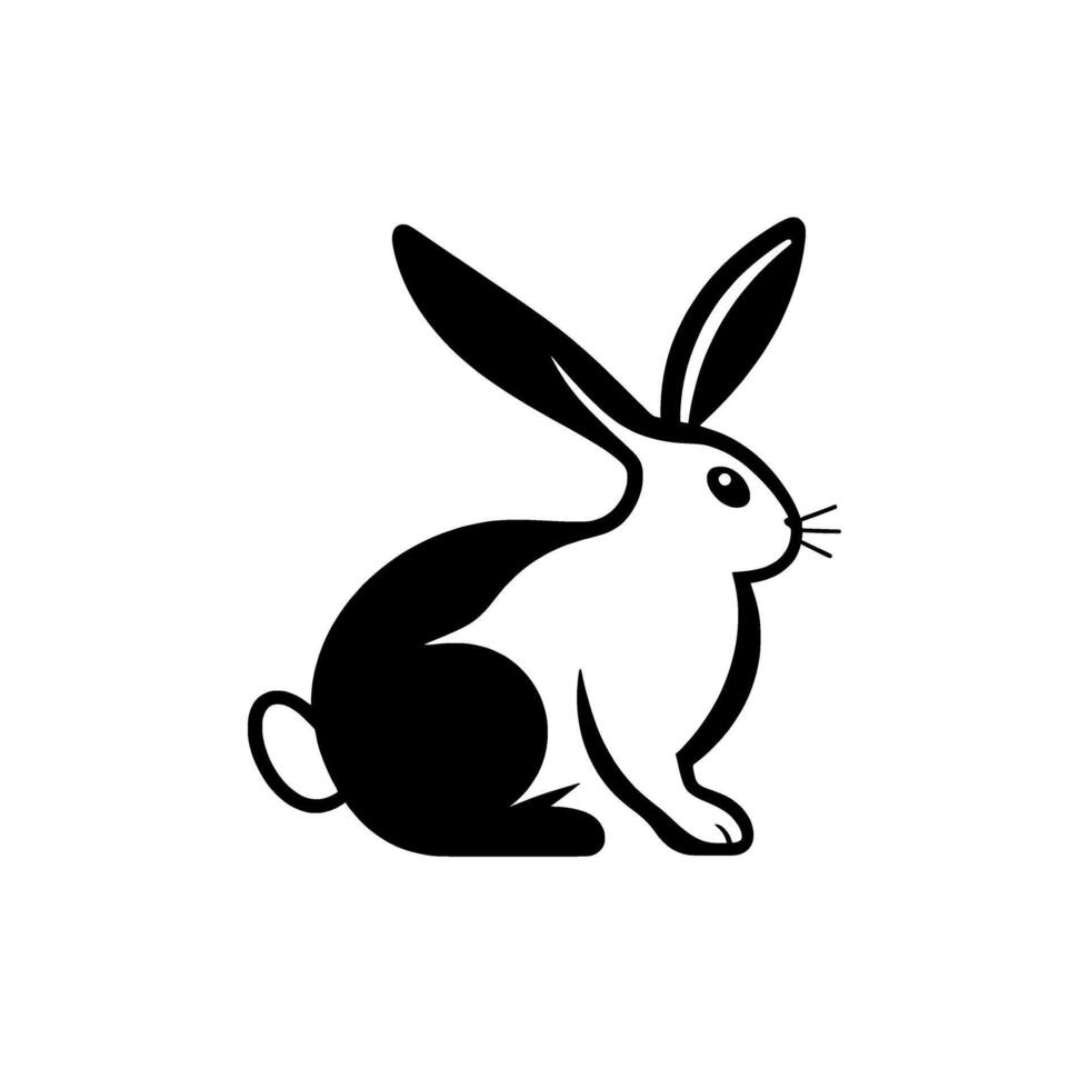 Elegant Black and White Rabbit Illustration. A Stunning Graphic of a Hare Perfect for NatureInspired Designs and Logos vector