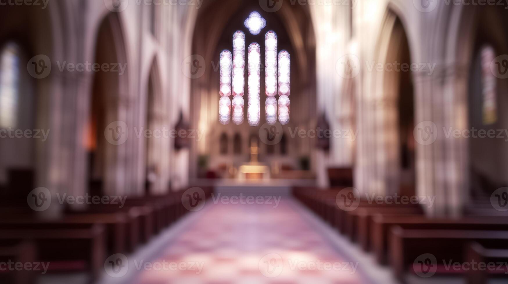 Blurred image of a church with a high ceiling photo