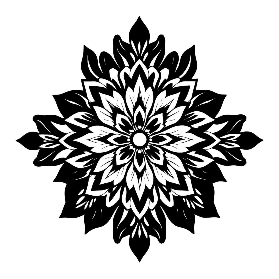 Black and White Floral Mandala. Abstract Geometric Pattern . Perfect for spiritual cultural and decorative projects. Highresolution graphic. vector
